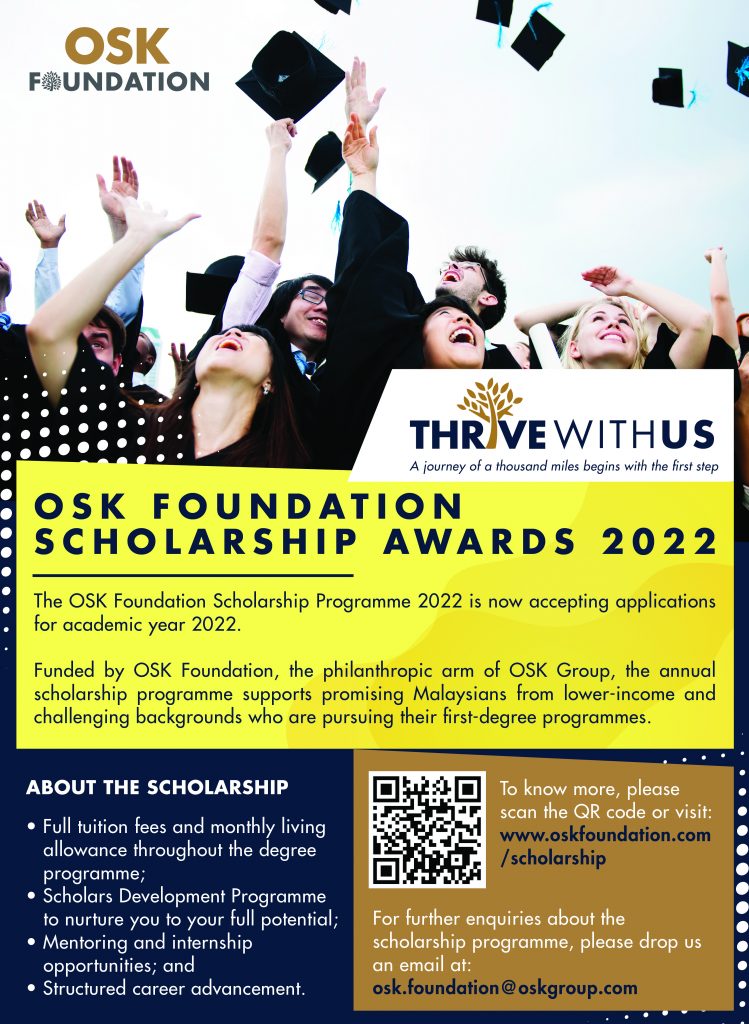 Biasiswa OSK Foundation Scholarship Awards 2022 – OSK Group