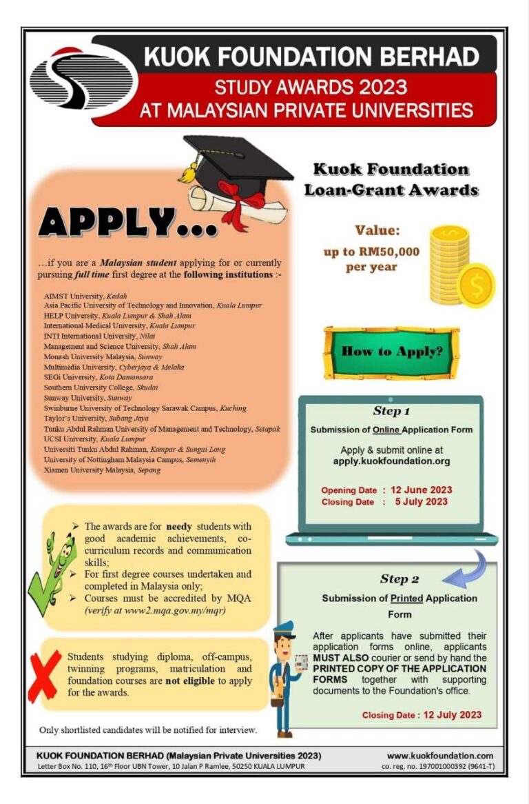 Biasiswa Kuok Foundation Berhad Biasiswa Malaysia 2024